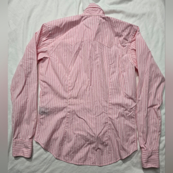 Ralph Lauren Slim Fit PinkWhite Striped Western Long Sleeve Snap Down Shirt Sz 4 - Picture 11 of 11